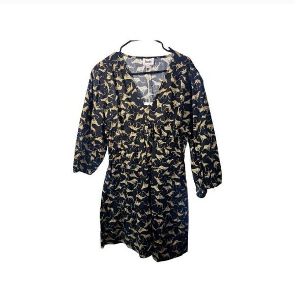 Leota Dress Womens XXL Plus Mini Poplin Cheetah Boho Animal Nature - Picture 3 of 6